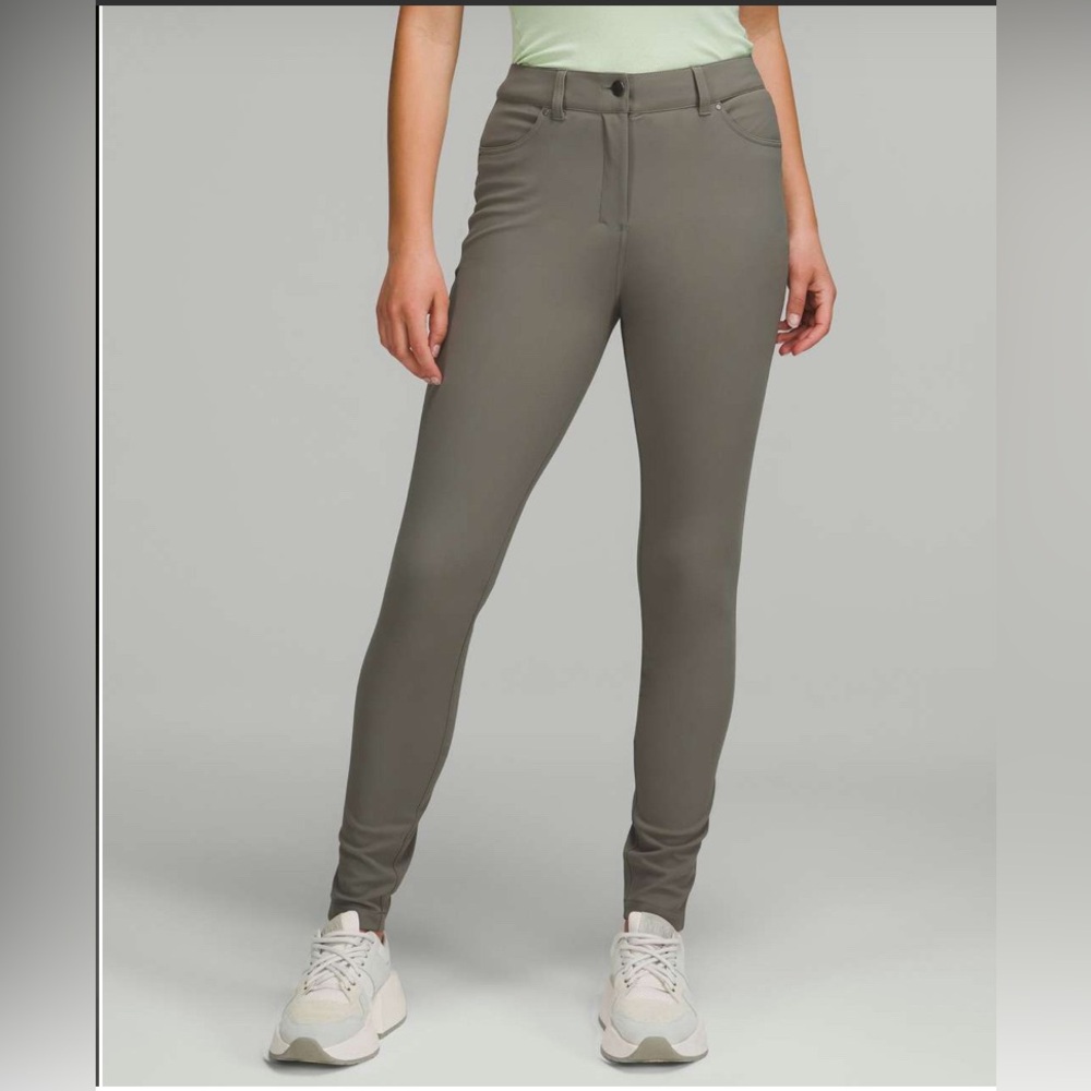 NWT Lululemon City Sleek Slim-Fit 5 Pocket High-Rise Pant Grey Sage / Gr…